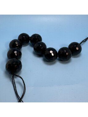 Large Black Crystal Faceted 20mm Width Beads Loose Stones One Size